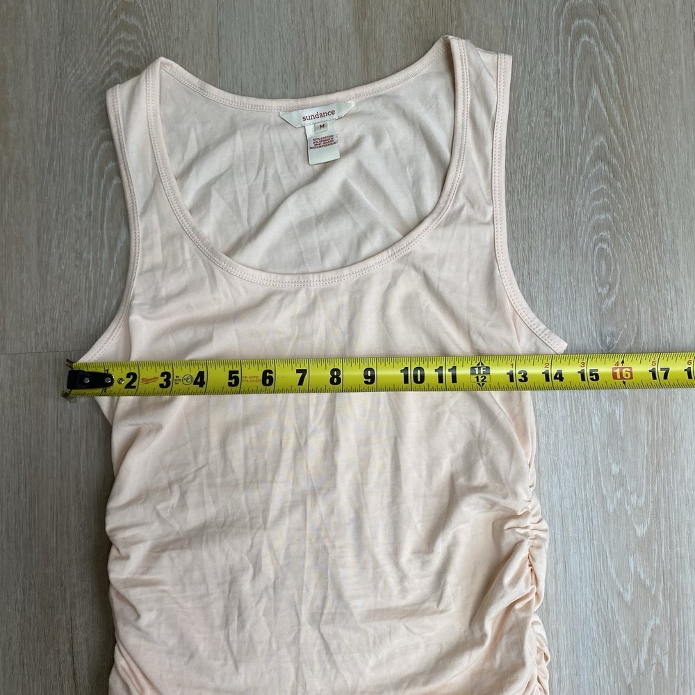 Sundance Mini Bodycon Ruched Sleeveless Scoop Neck Dress Size Medium Peach - Picture 6 of 7